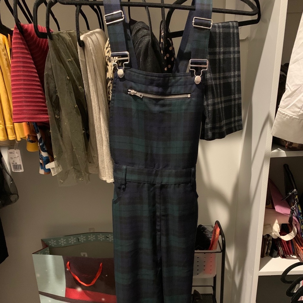 Plaid joggers overalls